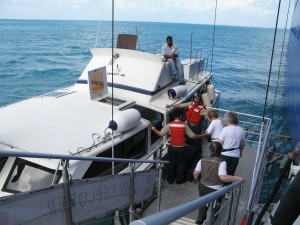 Tendering a ride to shore in Belize